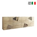 Modern Oak Wood Sideboard Credenza 241cm with 4 Mirrored Doors - Vittoria RS L On Sale