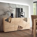 Modern 3-door oak wood living room sideboard with mirrors Vittoria RS S. Choice Of