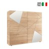 Credenza high sideboard oak wood 2 mirror doors 121cm Vittoria Glam RS. On Sale