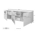 Mobile TV base with 3 oak doors and geometric design, Brema RS Vittoria. Catalog
