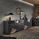 Modern glossy gray Vittoria GR L sideboard with 4 doors and mirrors Catalog