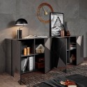 Modern glossy gray Vittoria GR L sideboard with 4 doors and mirrors Bulk Discounts