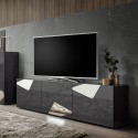 Mobile TV stand with 3 modern glossy grey doors - Brema GR Vittoria. Promotion