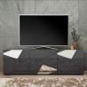 Mobile TV stand with 3 modern glossy grey doors - Brema GR Vittoria. Discounts