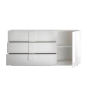 Mobile credenza glossy white living room 3 drawer door Jupiter WH M1. Sale