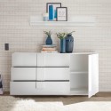 Mobile credenza glossy white living room 3 drawer door Jupiter WH M1. Choice Of