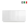 Modern glossy white sideboard with 3 doors, 182cm WH M2. On Sale