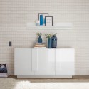 Modern glossy white sideboard with 3 doors, 182cm WH M2. Promotion