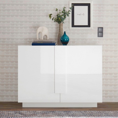 Sideboard cupboard glossy white kitchen living room 2 doors 120cm Jupiter WH S. Promotion