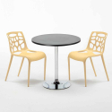 Cosmopolitan Set Made of a 70cm Black Round Table and 2 Colourful Gelateria Chairs Model