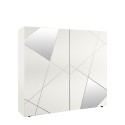 White geometric design 2-door living room cupboard Vittoria Glam WH. On Sale