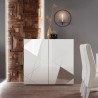 White geometric design 2-door living room cupboard Vittoria Glam WH. Catalog
