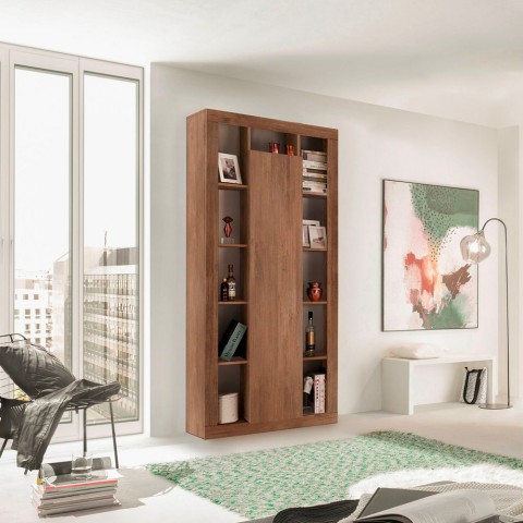 Modern living room bookcase with Jote MR door, 217cm tall and in wood column. Promotion
