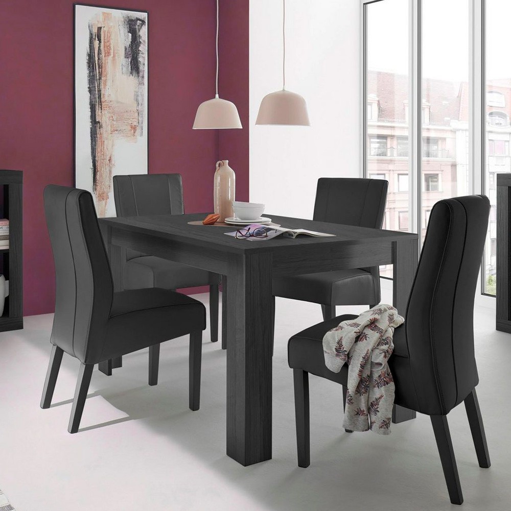 Extendable black dining table 90x137-185cm in Avant Rimini wooden finish.