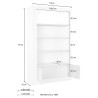 Mobile living room bookcase with 3 shelves, 2 glossy white doors and black Wally BX. Discounts