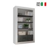 Mobile living room bookcase with 3 shelves, 2 glossy white doors and black Wally BX. On Sale