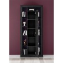 Modern black wooden column bookcase, 217cm high with central door Jote NR. Sale