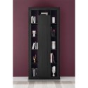 Modern black wooden column bookcase, 217cm high with central door Jote NR. Discounts
