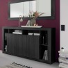 Modern Black Wood Sideboard Buffet with 3 Doors, 172cm, Vivian NR Promotion