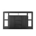 Black wooden sideboard with 2 doors, 3 drawers, modern design, Shelf NR. Offers