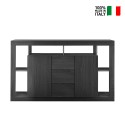 Black wooden sideboard with 2 doors, 3 drawers, modern design, Shelf NR. On Sale