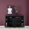 Black wooden sideboard with 2 doors, 3 drawers, modern design, Shelf NR. Discounts