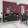 Black wooden sideboard with 2 doors, 3 drawers, modern design, Shelf NR. Promotion