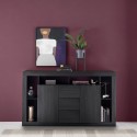 Black wooden sideboard with 2 doors, 3 drawers, modern design, Shelf NR. Sale