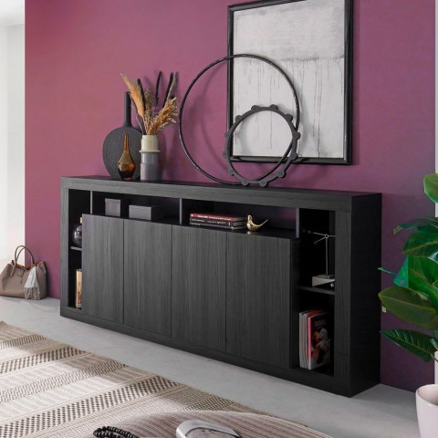 Modern design black wood 4-door living room sideboard 210cm Radis NR. Promotion