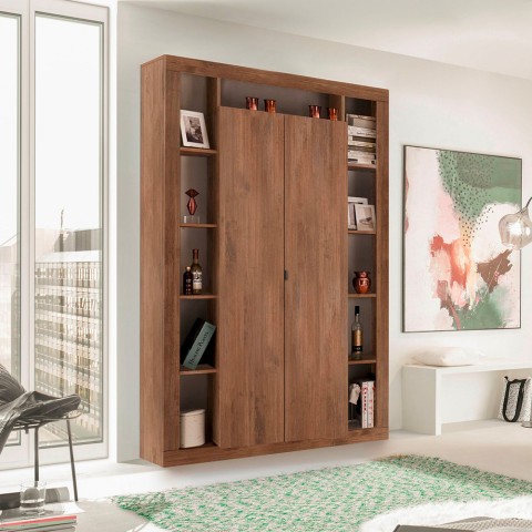 Modern wooden column living room bookcase with 2 Albus MR doors Promotion