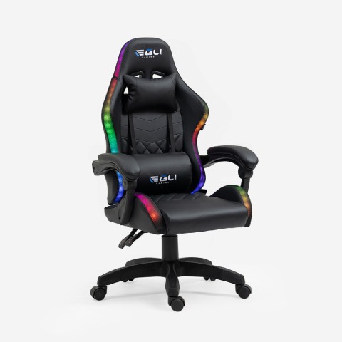 Ergonomic gaming chair LED RGB 2 cushions The Horde junior Promotion