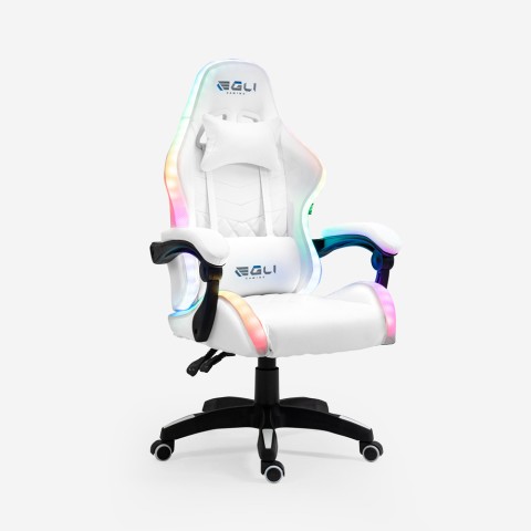 Gaming chair LED RGB lights ergonomic chair with 2 cushions Pixy Junior Promotion