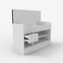 Shoe rack bench space-saving modern white entryway with cushion Naiki. Sale