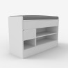 Shoe rack bench space-saving modern white entryway with cushion Naiki. Offers
