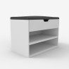 White space-saving shoe rack bench with Vyka cushion. Offers