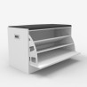 White shoe rack bench with cushion Beda for space-saving entrance mobile. Discounts