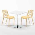Cocktail Set Made of a 70x70cm White Square Table and 2 Colourful Gelateria Chairs Measures