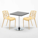 Mojito Set Made of a 70x70cm Black Square Table and 2 Colourful Gelateria Chairs Measures