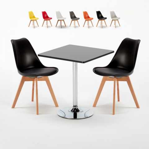 Mojito Set Made of a 70x70cm Black Square Table and 2 Colourful Nordica Chairs Promotion