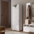 Glossy white wardrobe with clothes hanger bar and 1 door Janine. Promotion