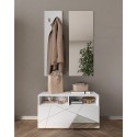 Freya hallway coat hanger set, glossy white shoe rack and mirror Discounts