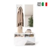 Freya hallway coat hanger set, glossy white shoe rack and mirror On Sale