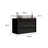 Modern black suspended floor bathroom unit with sink and 2 drawers Bloom 110. Cost