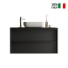 Modern black suspended floor bathroom unit with sink and 2 drawers Bloom 110. Discounts