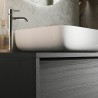 Bloom 92 modern suspended bathroom cabinet on the ground with 2 drawers and black sink. Model