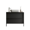 Floor-standing Suspended Modern Black Bathroom Unit with Two Drawers and Bloom 79 Washbasin. Bulk Discounts