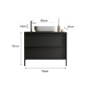 Floor-standing Suspended Modern Black Bathroom Unit with Two Drawers and Bloom 79 Washbasin. Buy