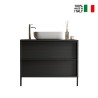Floor-standing Suspended Modern Black Bathroom Unit with Two Drawers and Bloom 79 Washbasin. Discounts