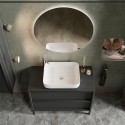 Floor-standing Suspended Modern Black Bathroom Unit with Two Drawers and Bloom 79 Washbasin. Price