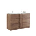 Freestanding Bathroom Vanity with 3 Drawers, Wood Finish, Double Sink, 122x47x86cm - Duet T On Sale